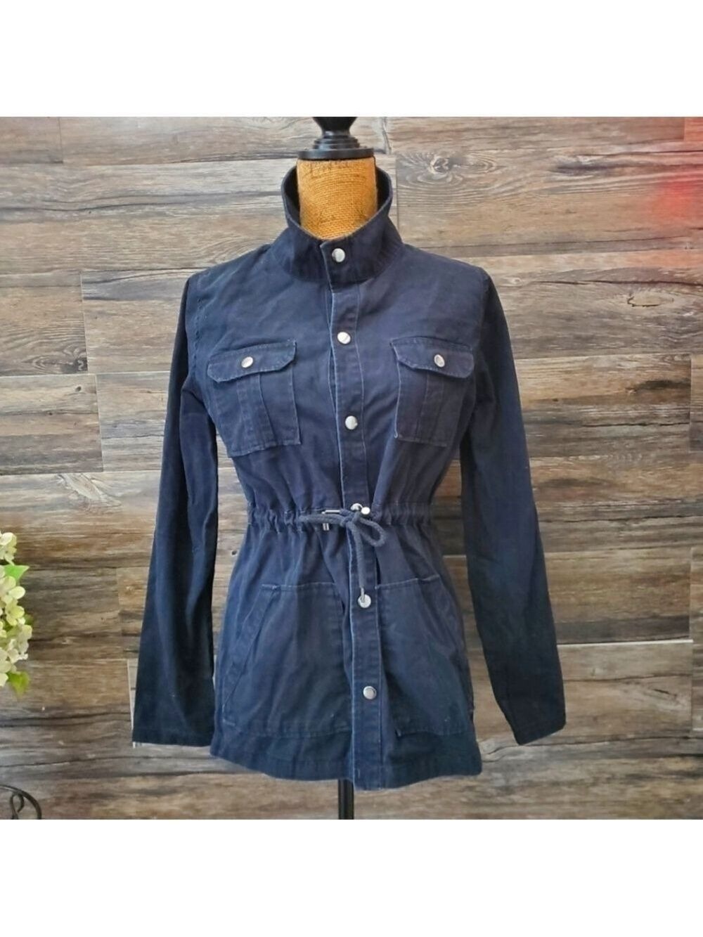 Arizona Jean Company Army Cargo Jacket Black Pocketed Size  Women's Small